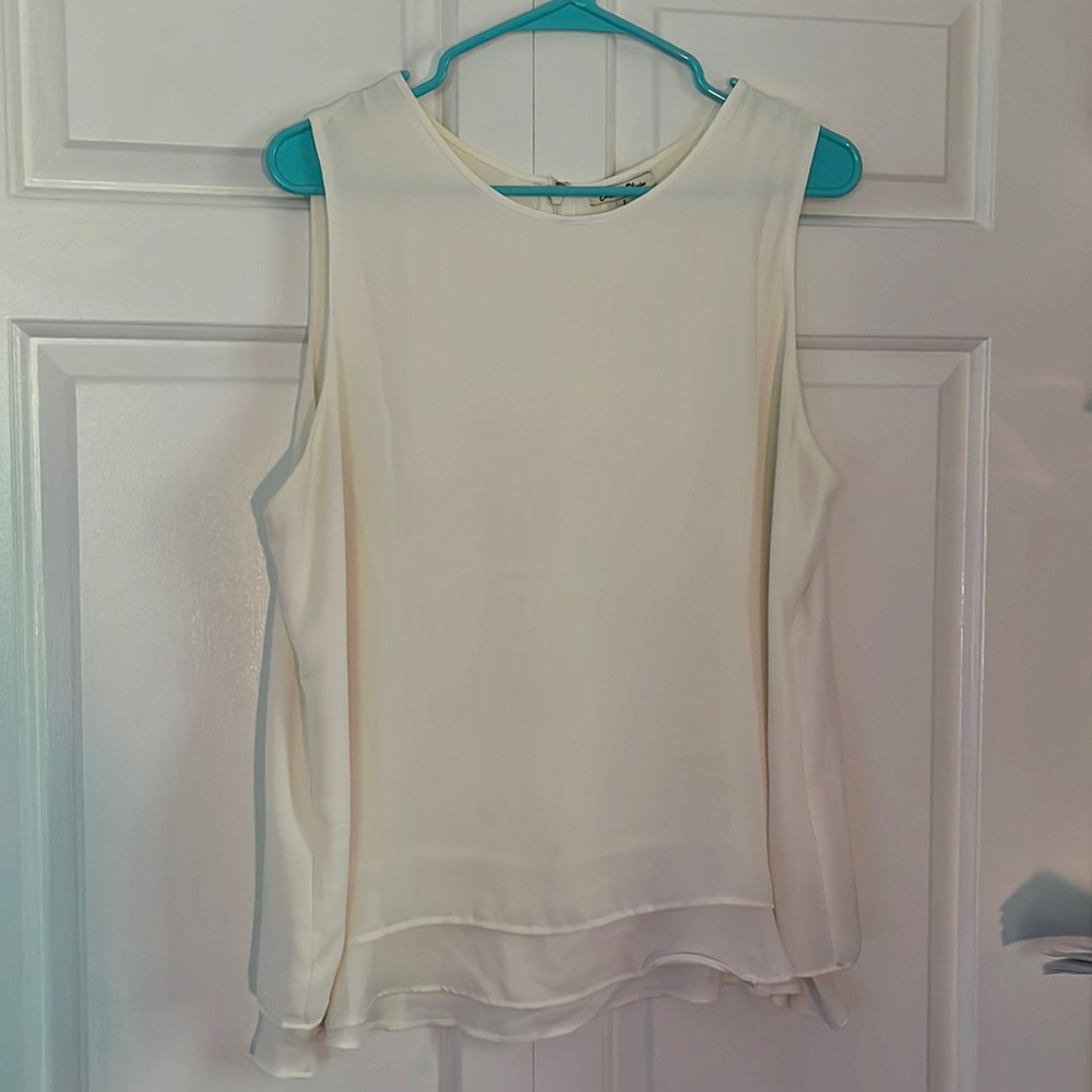 Flowy Cream Emma & Olivia Sleeveless Blouse